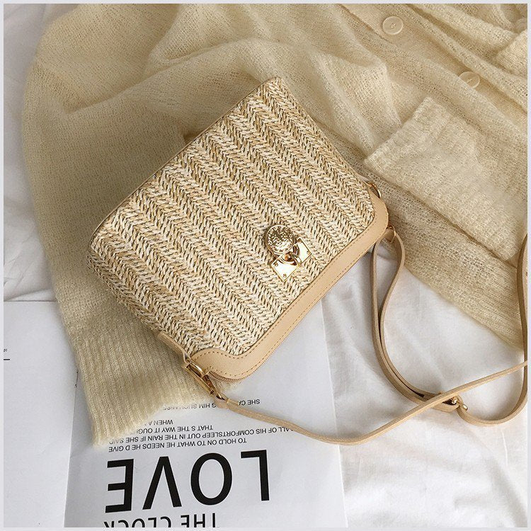 One shoulder woven shell bag