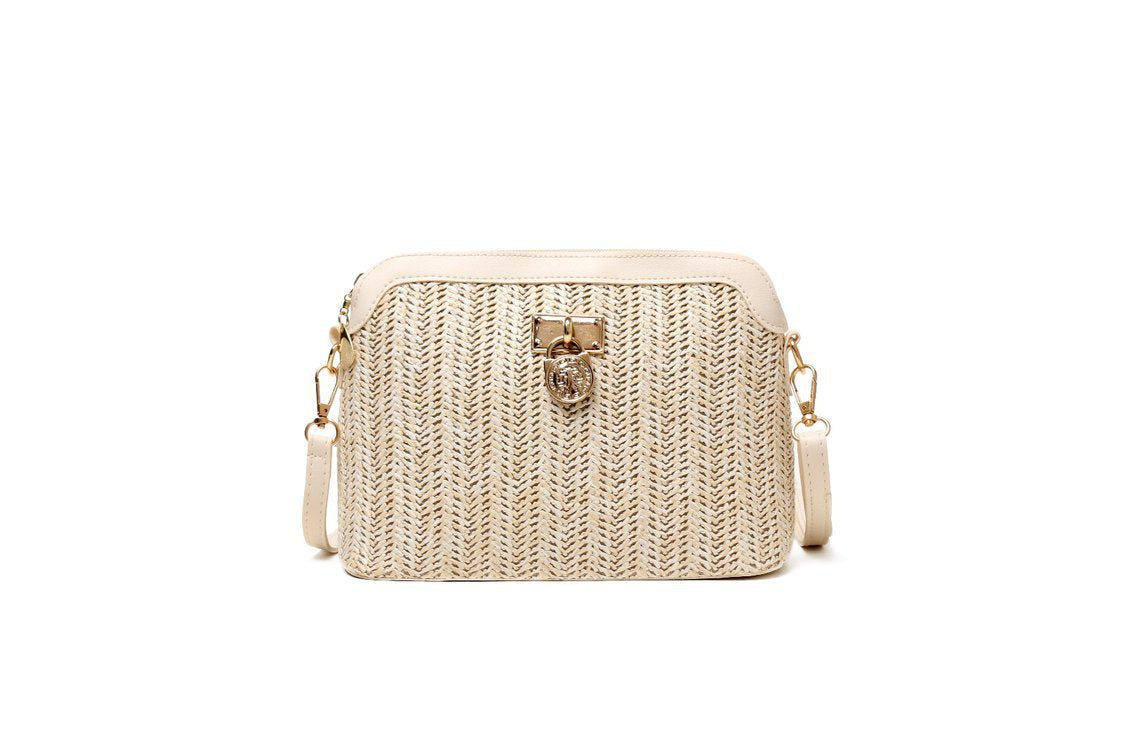 One shoulder woven shell bag